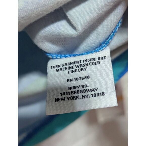 Ruby Rd. Women's Blue & Silver Abstract Pattern Trim 3/4 Sleeve Blouse Size S NW - Picture 6 of 7